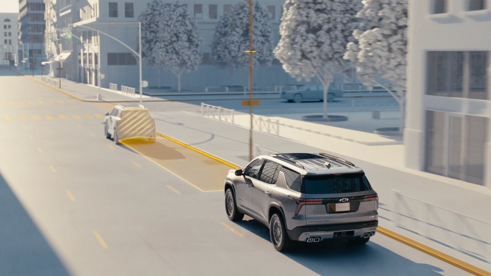 Video of the Automatic Emergency Braking of the 2025 Chevrolet Traverse SUV.