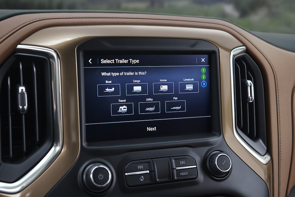2019 Chevrolet Silverado In-Vehicle Trailering System: Trailing Profiles Screen.