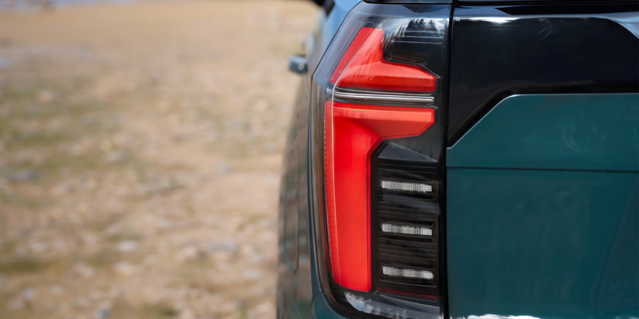 Close-up view of a taillight on the 2025 Chevrolet Tahoe SUV.