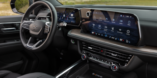 Passenger View of the Steering Wheel and Infotainment System in the 2025 Chevrolet Tahoe SUV
