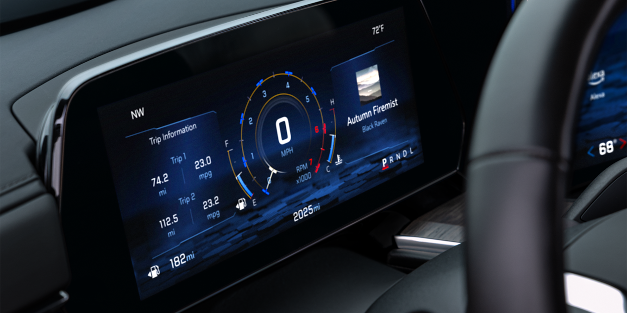 Close-up view of the Odometer inside the 2025 Chevrolet Tahoe SUV.