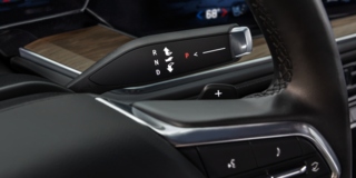 Close-up View of the Gear Shifter on the Steering Wheel in the 2025 Chevrolet Tahoe SUV