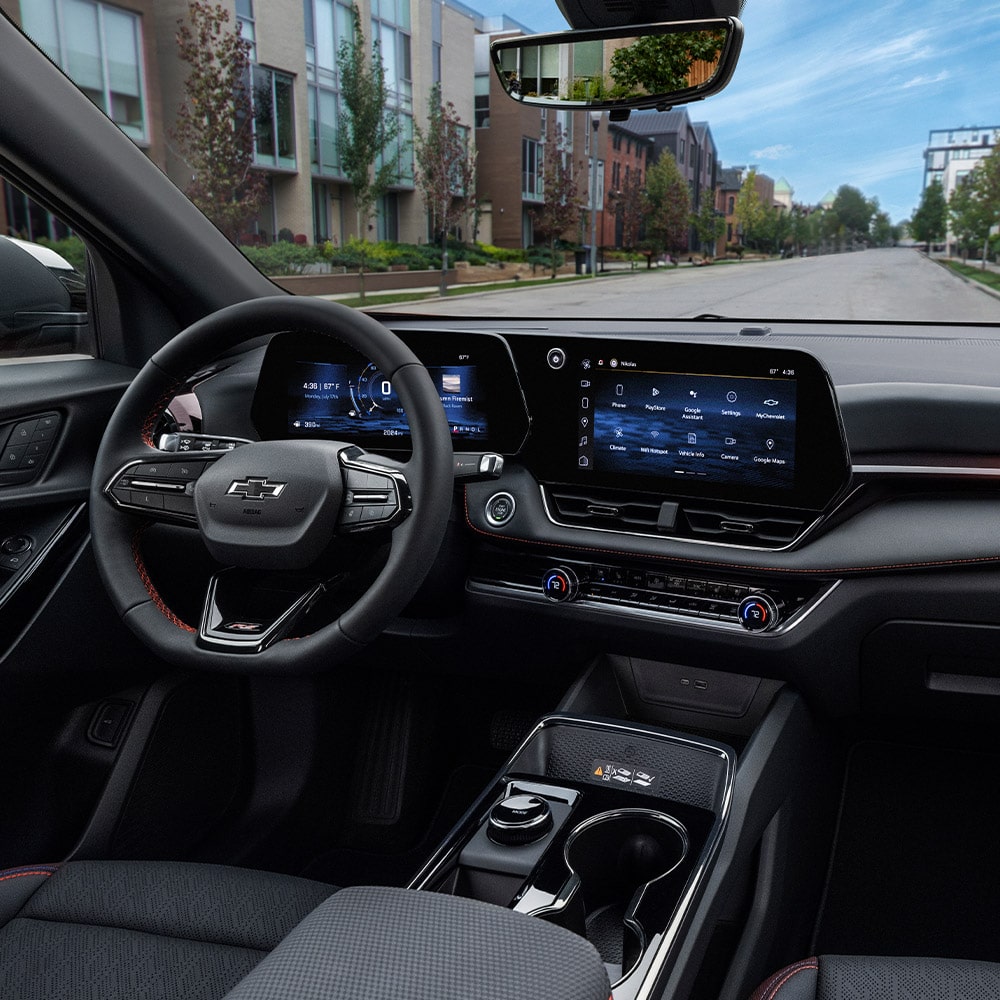 Front passenger's view of the front interiors of the 2026 Equinox.