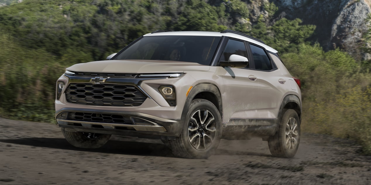 A 2026 Chevrolet Trailblazer ACTIV trim off-roading at a rugged terrain.