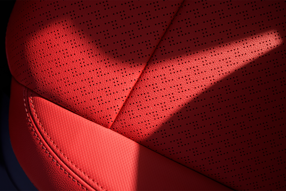 Close up view of the seat design in the 2025 Chevrolet Blazer EV.