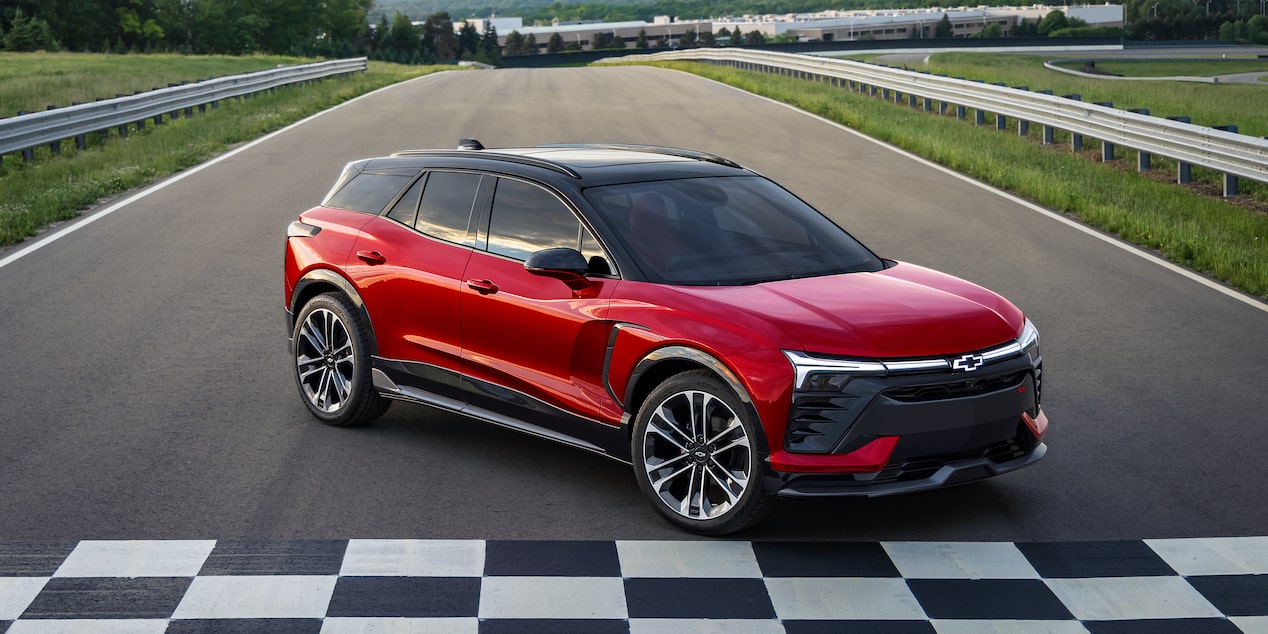 2026 Chevrolet Blazer EV parked alone near a finish line.
