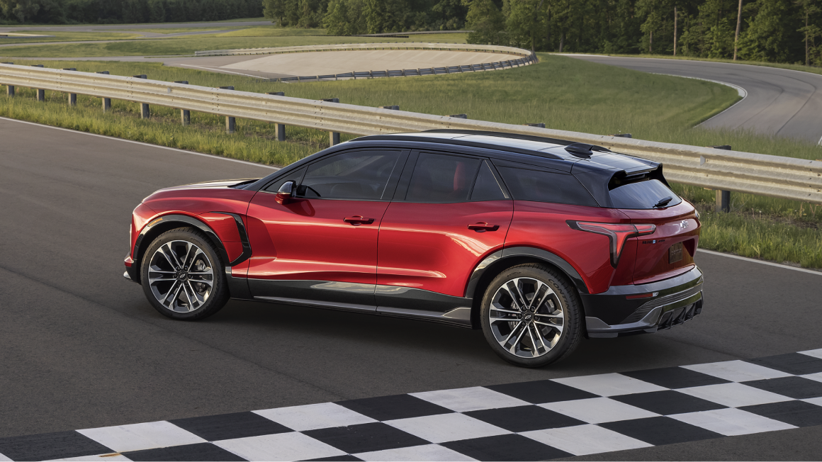 2026 Chevrolet Blazer EV parked overlooking a scenic view.