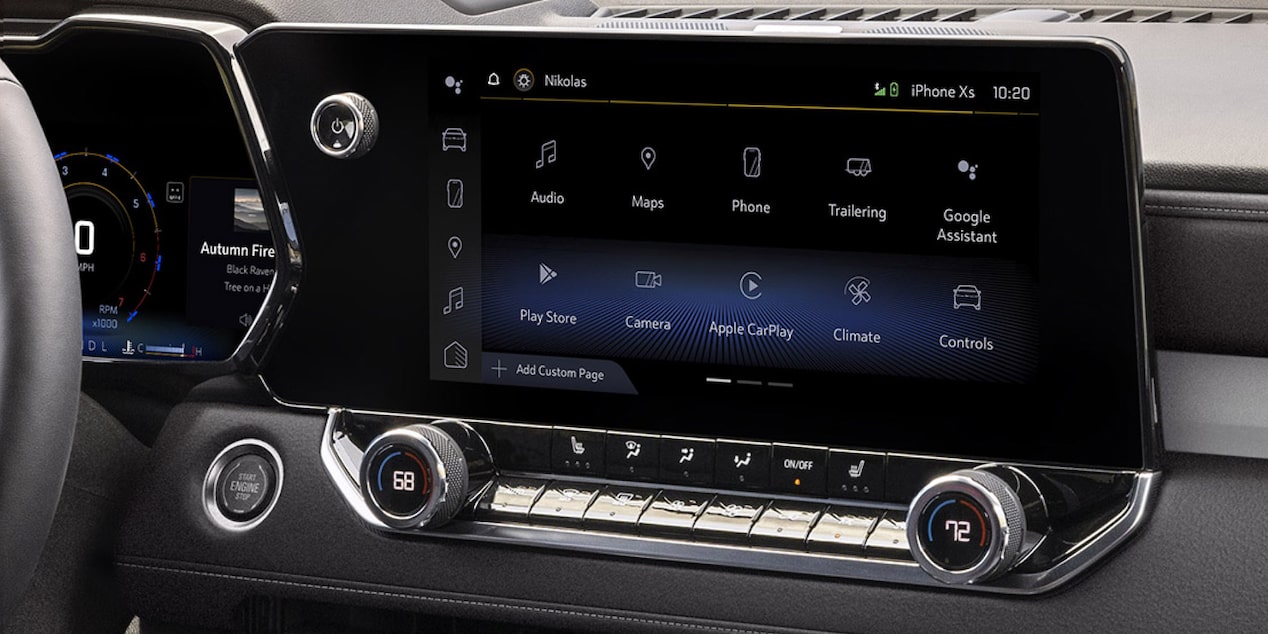 Close-up of the Infotainment screen of a 2025 Chevrolet Colorado.