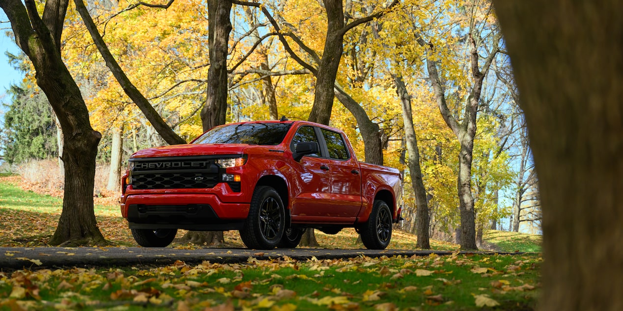 Silverado with a scenic background