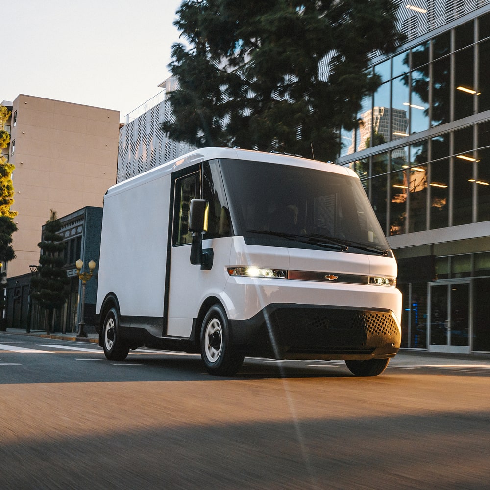 2025 Chevy Brightdrop Van Parked Outside of an Office Building