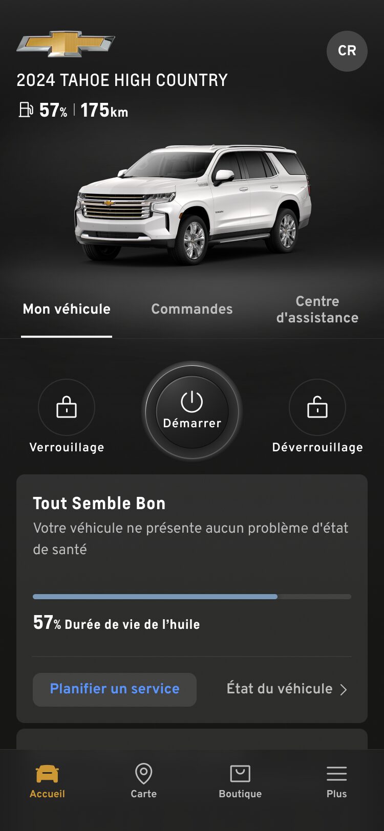 Appli mobile MyChevrolet pour les commandes à distance.