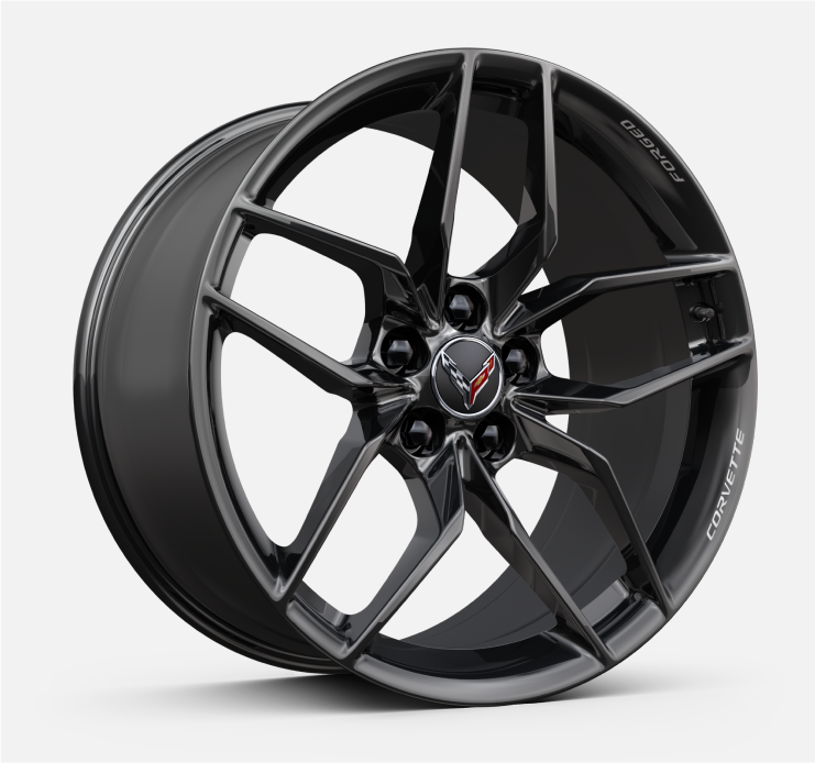 Roues de 20 po à l'avant/21 po à l'arrière en aluminium forgé noir lustré à 10 rayons