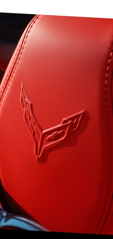 Logo de la Corvette sur le siège de la Corvette Stingray 2025