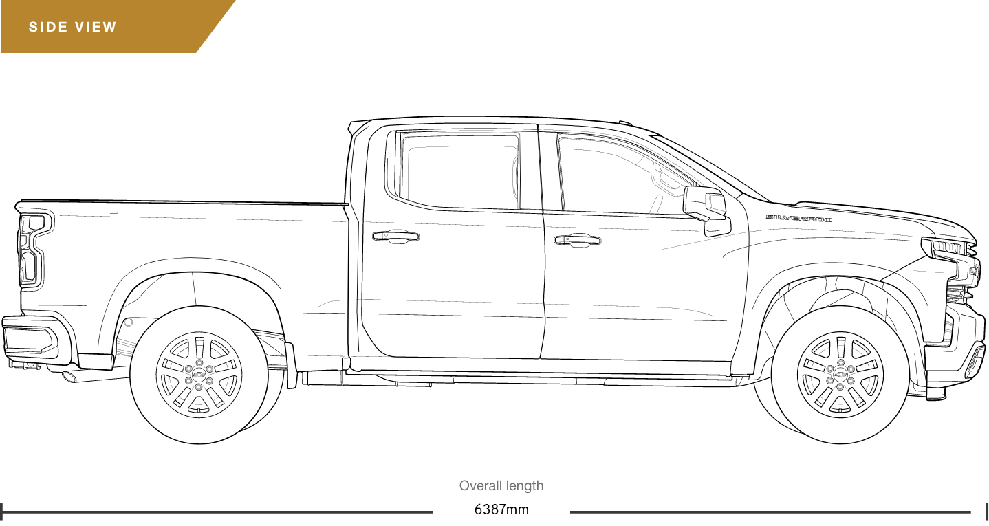 Silverado 2500 HD Side View Dimensions