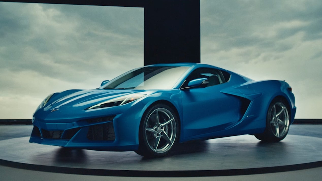 2024 Chevrolet Corvette E-Ray Parked in Center of Rotating Showroom Display