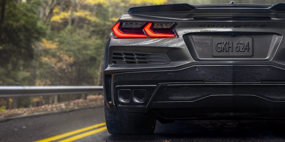 Rear shot of the Corvette E-Ray and exhaust