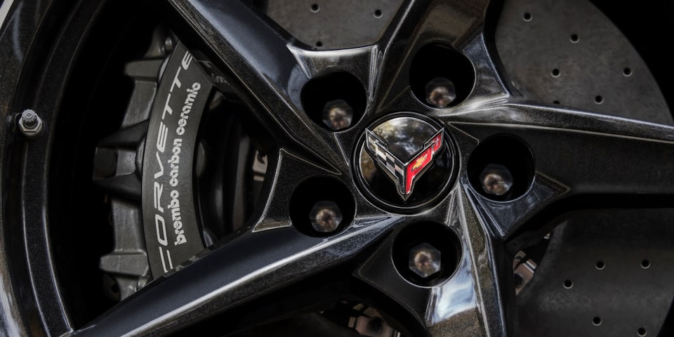 Close up shot of a 5-Spoke Gloss Black Forged Aluminium Wheel