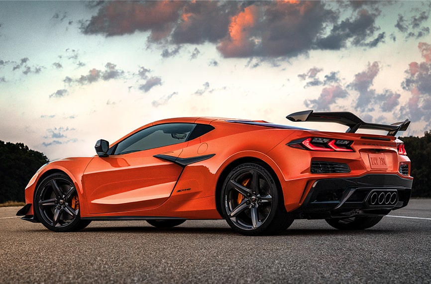 Orange Z06 on a road