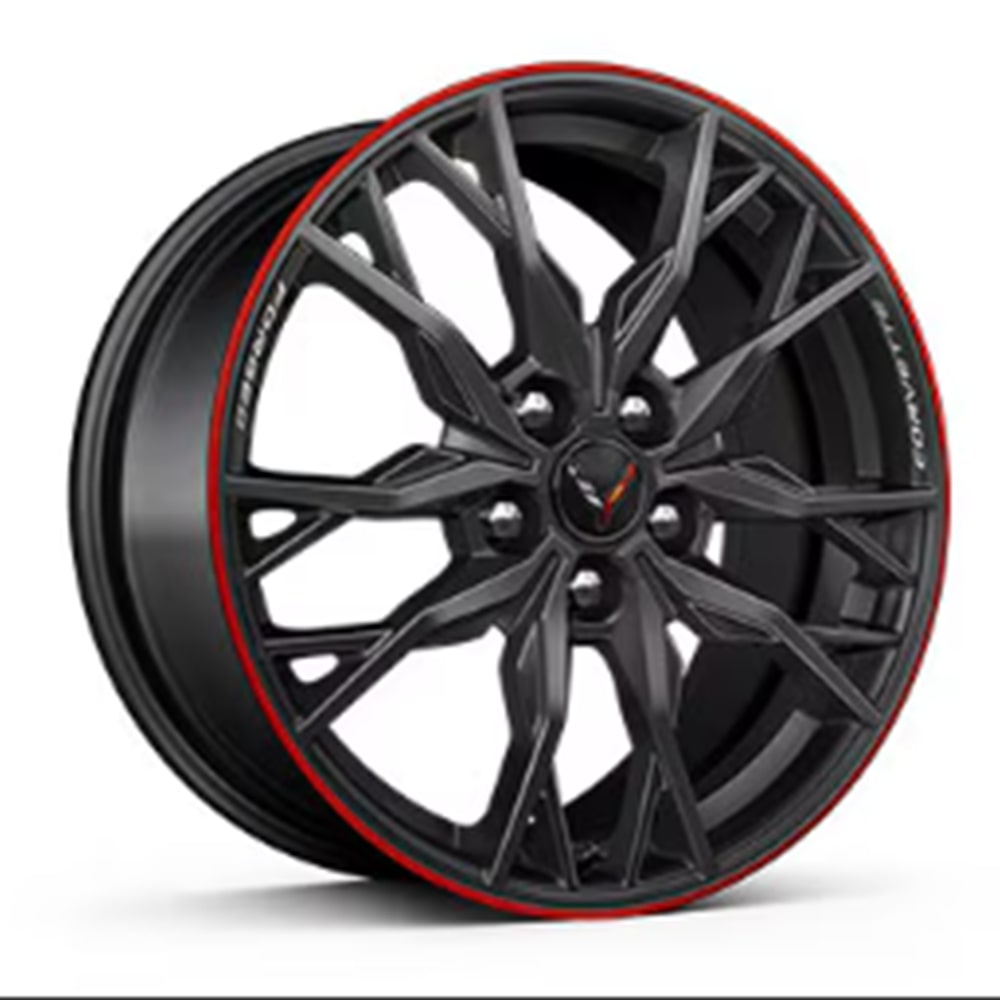Carbon Flash Painted Aluminium with Red Stripe Wheel