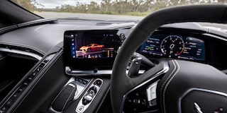 Image of the infotainment and driver instrument cluster in a Corvette Stingray