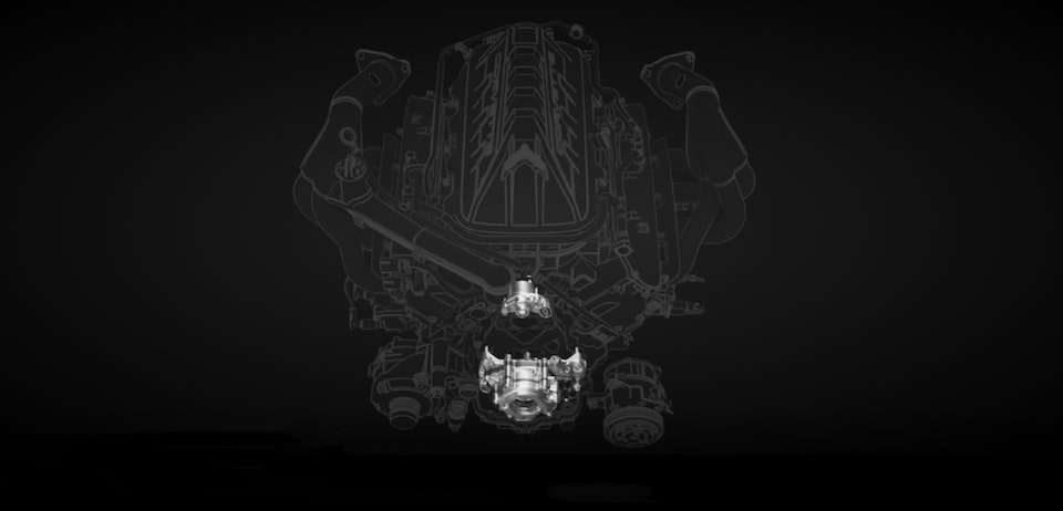 Image of the dry sump system on an LT2 Engine