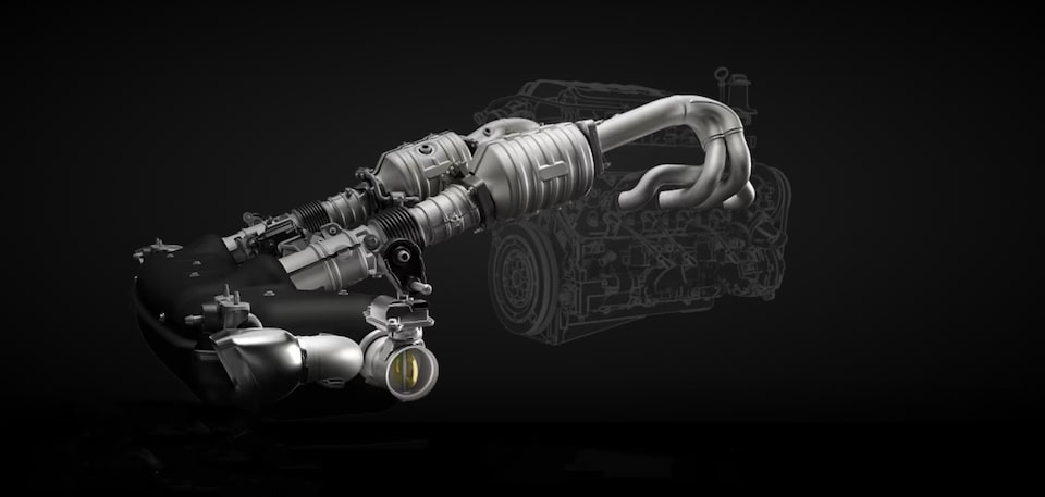 Image showing the exhaust manifolds on an LT2 V8 Engine