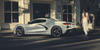 Lifestyle shot of the Arctic White Corvette Stingray