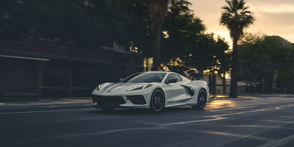Arctic White Stingray on Road Front three quarter