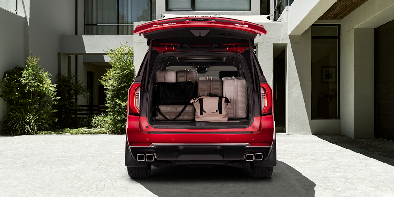 image of the Yukon Denali's rear with the autosense tailgate lifted