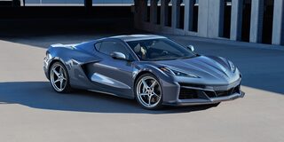 2024 Chevrolet Corvette E-Ray Side Profile Parked Outside a Parking Garage