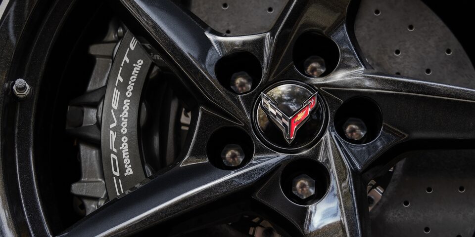 Close-Up of 2024 Corvette E-Ray Brake Calipers on Wheels