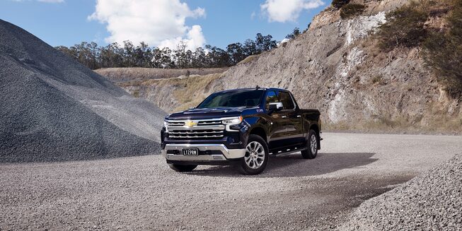 2021 Silverado 1500 Pickup Truck Front Passenger View on Road